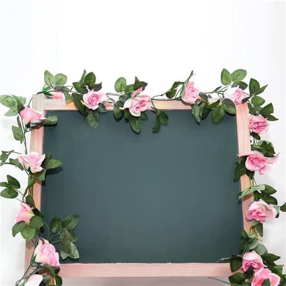 2 PCS (16FT) Fake Rose Vine Garland Artificial Flowers Plants for Hotel Wedding - Picture 5 of 7